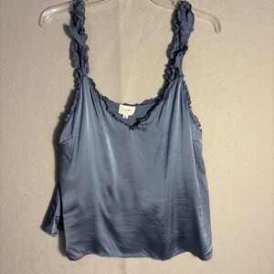 Womens Blue SILK  Camisole Top CAMI NYC Size XL  Coquette Romantic  Maiden